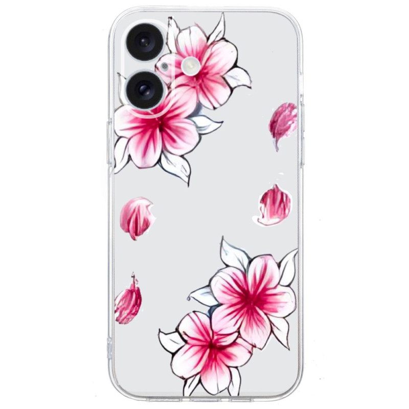 Κάλυμμα iPhone 16 Διαφανές Άκρο Cherry Blossom