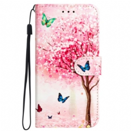 Θηκη Κινητου iPhone 16 Cherry Blossom Tree With Strap