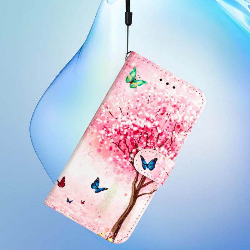 Θηκη Κινητου iPhone 16 Cherry Blossom Tree With Strap