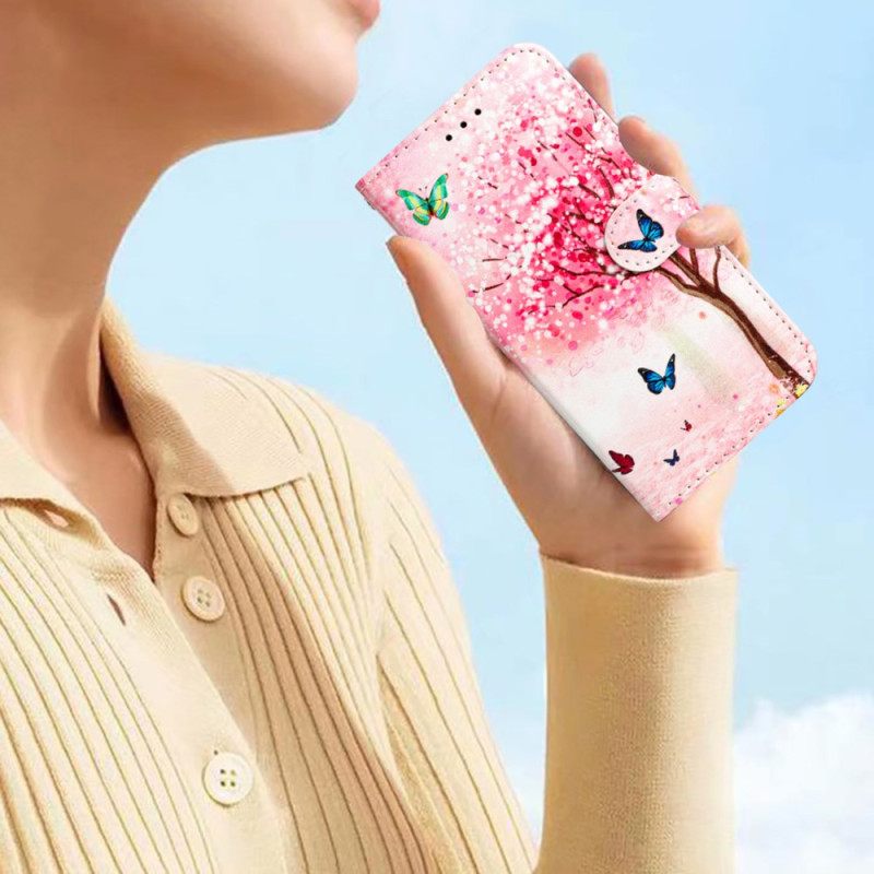 Θηκη Κινητου iPhone 16 Cherry Blossom Tree With Strap