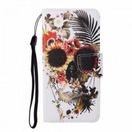 Κάλυμμα Samsung Galaxy A12 / M12 Floral Skull Με Κορδόνι