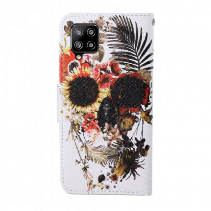 Κάλυμμα Samsung Galaxy A12 / M12 Floral Skull Με Κορδόνι