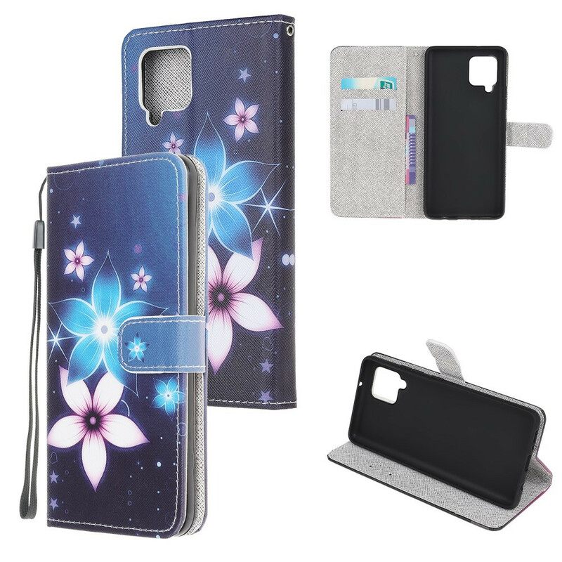 Κάλυμμα Samsung Galaxy A12 / M12 με κορδονι Λουλούδια Lunar Strap