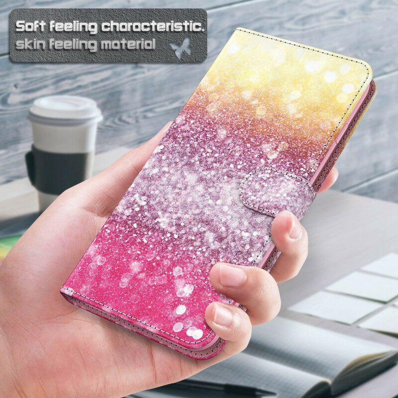 Θήκη Flip Samsung Galaxy A12 / M12 Ματζέντα Glitter Gradient