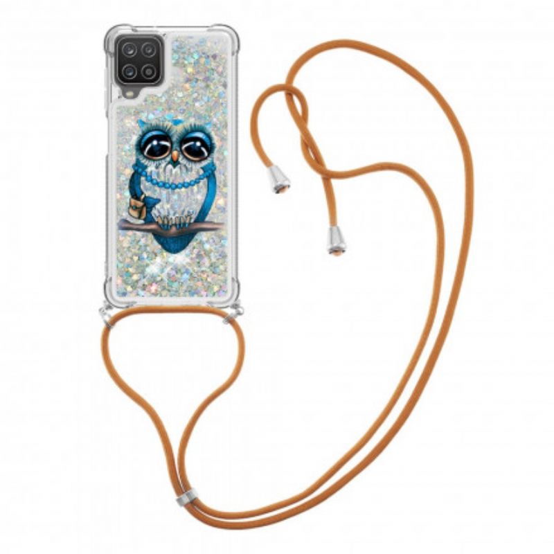 Θήκη Samsung Galaxy A12 / M12 με κορδονι Miss Owl Glitter Cord