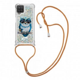 Θήκη Samsung Galaxy A12 / M12 με κορδονι Miss Owl Glitter Cord