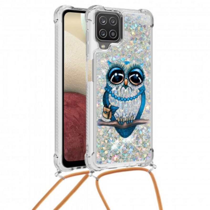 Θήκη Samsung Galaxy A12 / M12 με κορδονι Miss Owl Glitter Cord