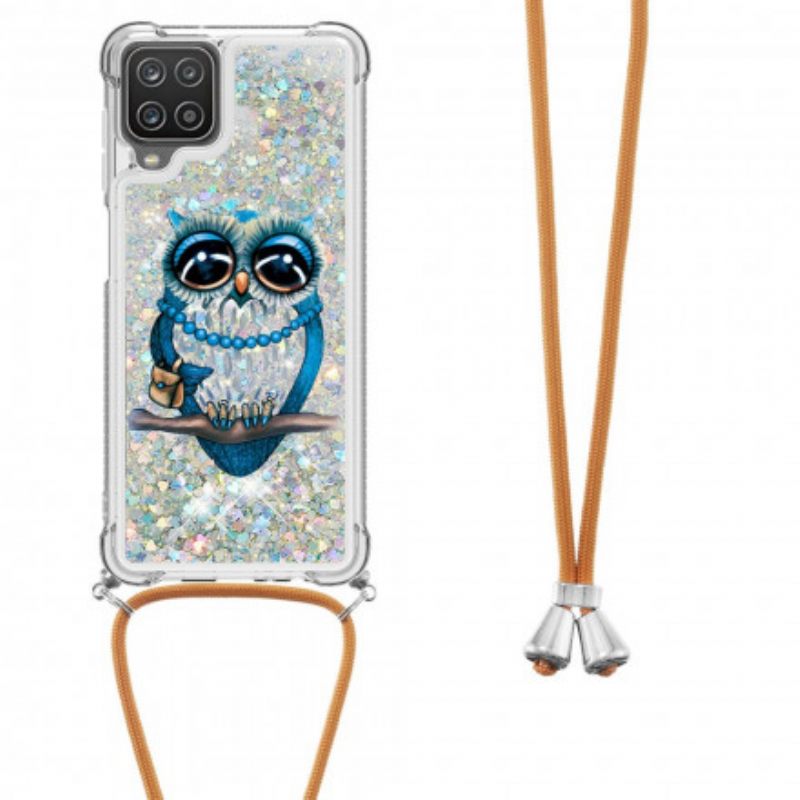 Θήκη Samsung Galaxy A12 / M12 με κορδονι Miss Owl Glitter Cord