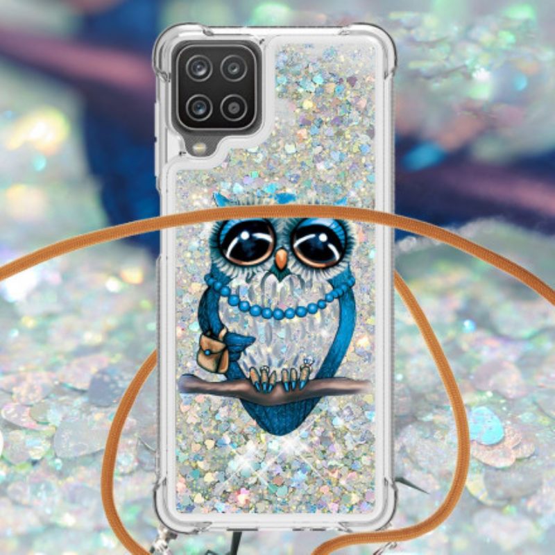 Θήκη Samsung Galaxy A12 / M12 με κορδονι Miss Owl Glitter Cord