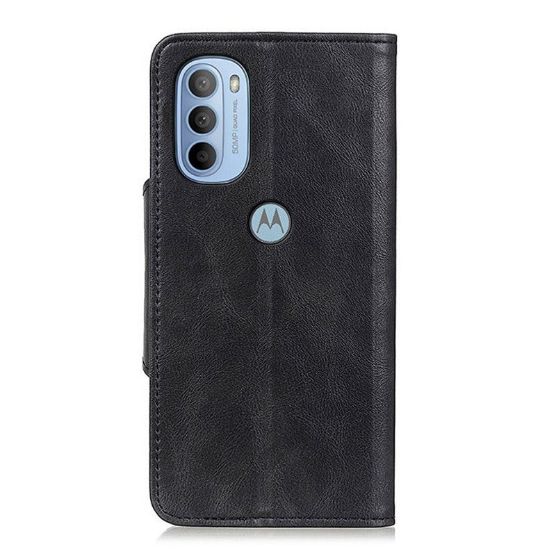 δερματινη θηκη Moto G31 / Moto G41 Vintage Faux Δέρμα Και Κουμπί