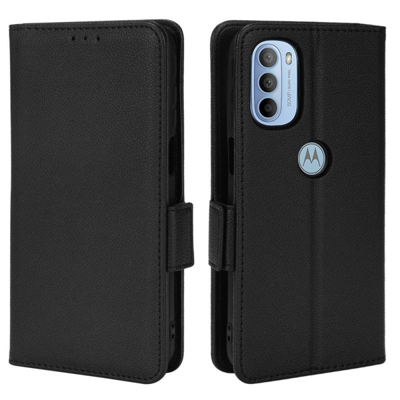 Κάλυμμα Moto G31 / Moto G41 Θήκη Flip Flap Double Litchi Νέα Χρώματα