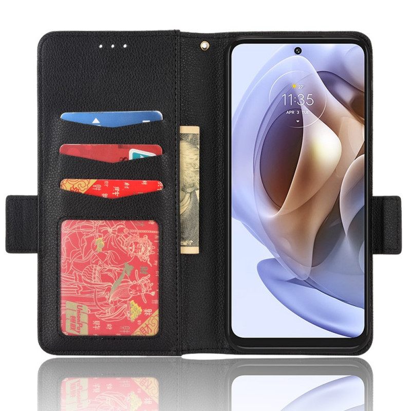 Κάλυμμα Moto G31 / Moto G41 Θήκη Flip Flap Double Litchi Νέα Χρώματα