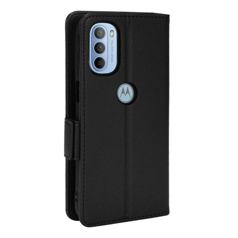 Κάλυμμα Moto G31 / Moto G41 Θήκη Flip Flap Double Litchi Νέα Χρώματα