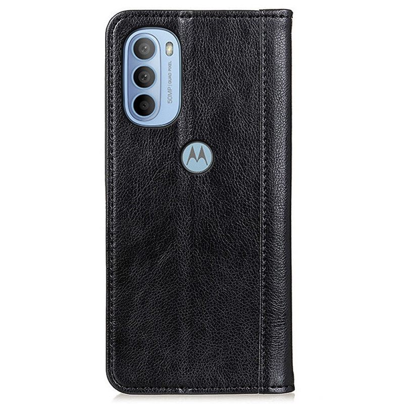 θηκη κινητου Moto G31 / Moto G41 Θήκη Flip Lychee Split Leather Elegance