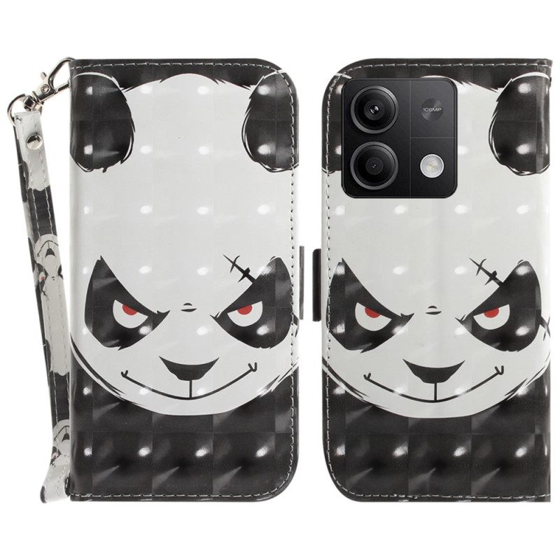 Δερματινη Θηκη Xiaomi Redmi Note 13 5g Angry Panda Με Λουράκι