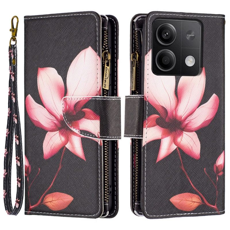 Δερματινη Θηκη Xiaomi Redmi Note 13 5g Πορτοφόλι Lotus Strap