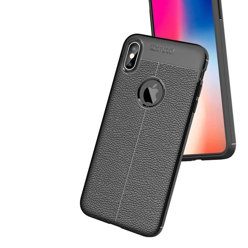 Θήκη iPhone XS Max Δερμάτινο Εφέ Litchi Double Line