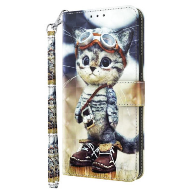 Δερματινη Θηκη Google Pixel 8 Pro Aviator Cat Με Λουράκι Σιλικόνης