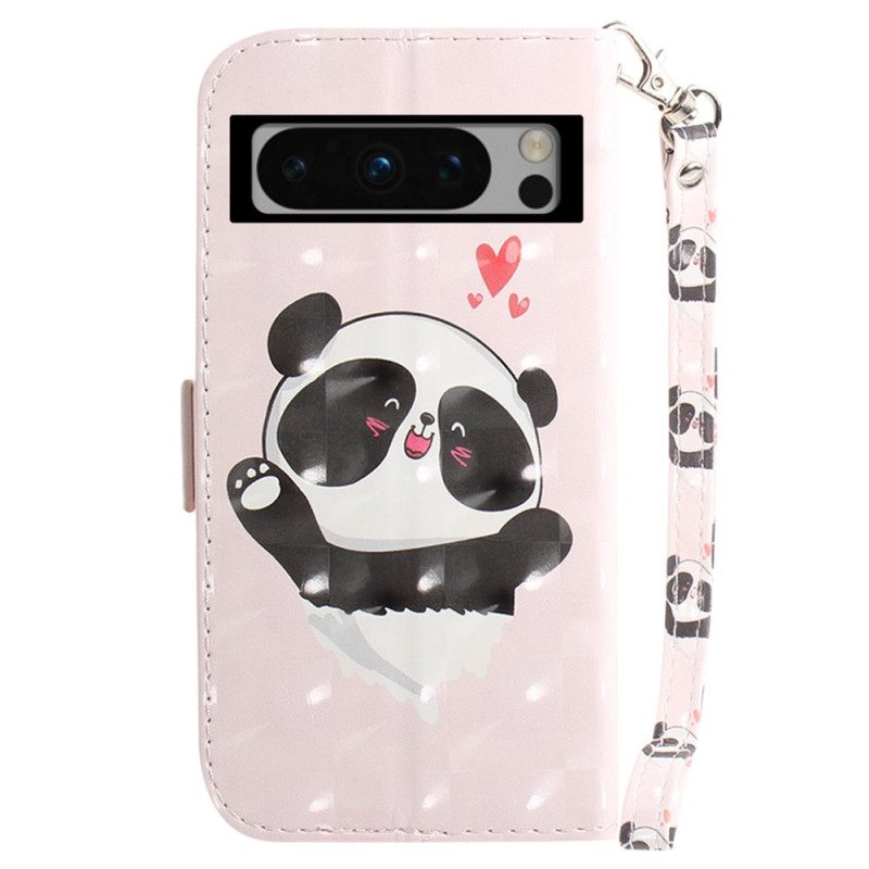 Δερματινη Θηκη Google Pixel 8 Pro Panda Love With Strap