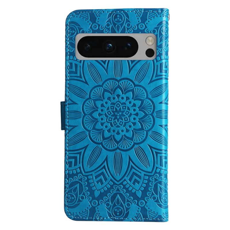 Δερματινη Θηκη Google Pixel 8 Pro Sun Mandala Με Κορδόνι