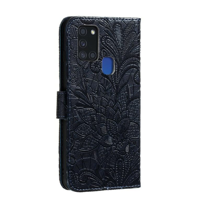 Κάλυμμα Samsung Galaxy A21s με κορδονι Tribal Strap Flowers