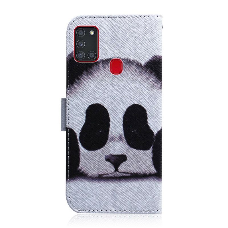 Θήκη Flip Samsung Galaxy A21s Πρόσωπο Panda