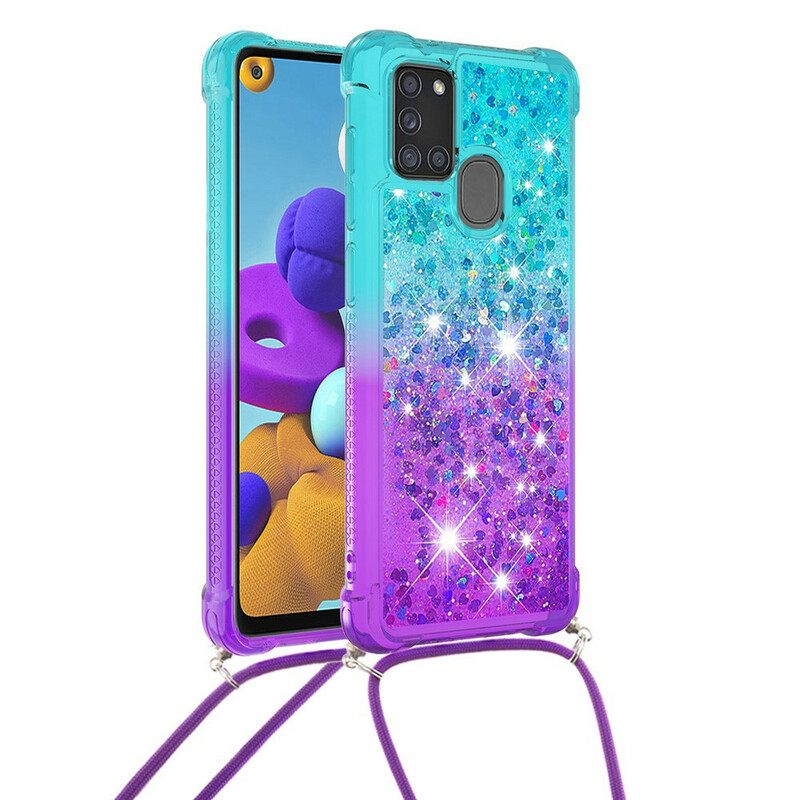 θηκη κινητου Samsung Galaxy A21s Glitter Και Κορδόνι Σιλικόνης