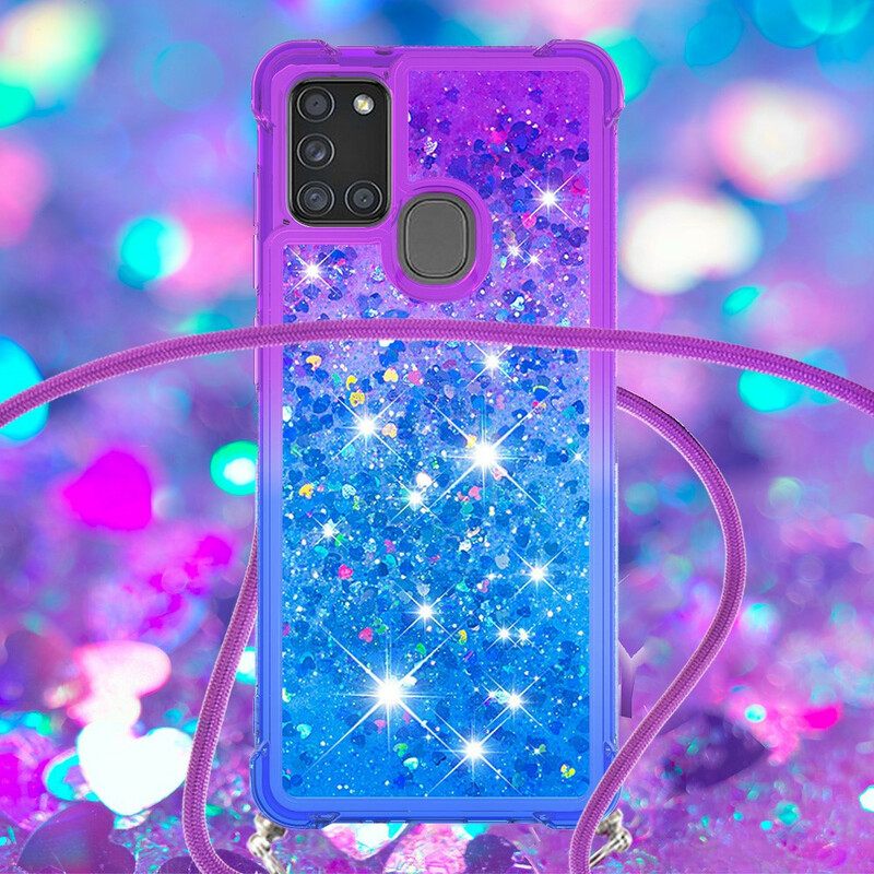 θηκη κινητου Samsung Galaxy A21s Glitter Και Κορδόνι Σιλικόνης