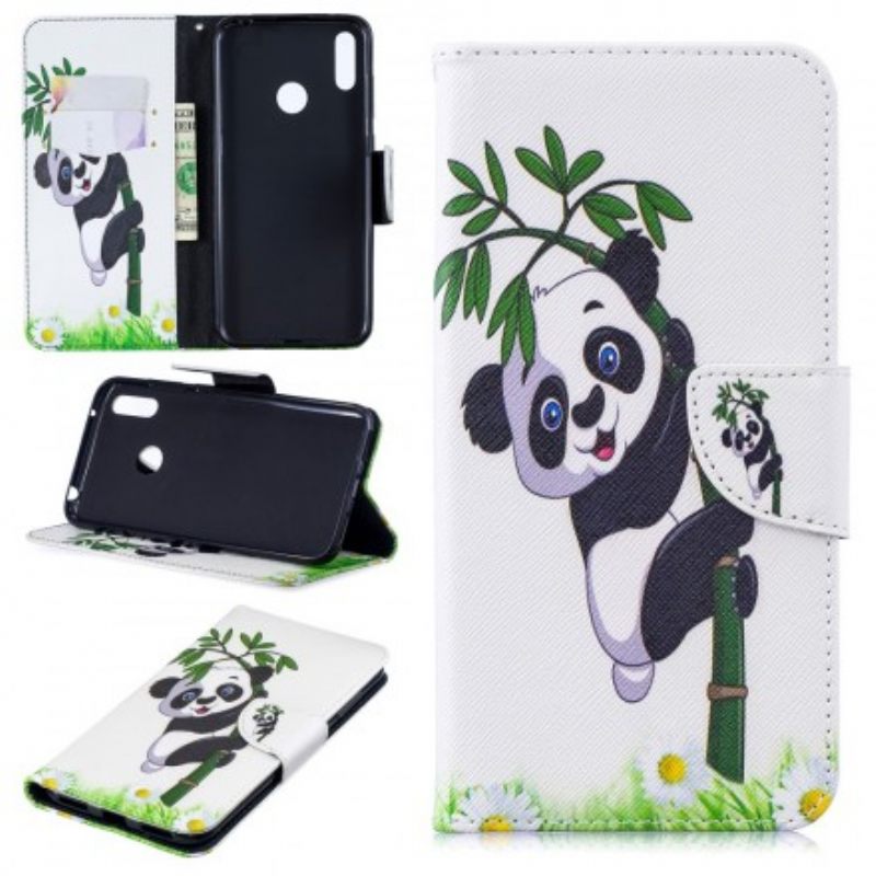 δερματινη θηκη Huawei Y7 2019 Panda On Bamboo