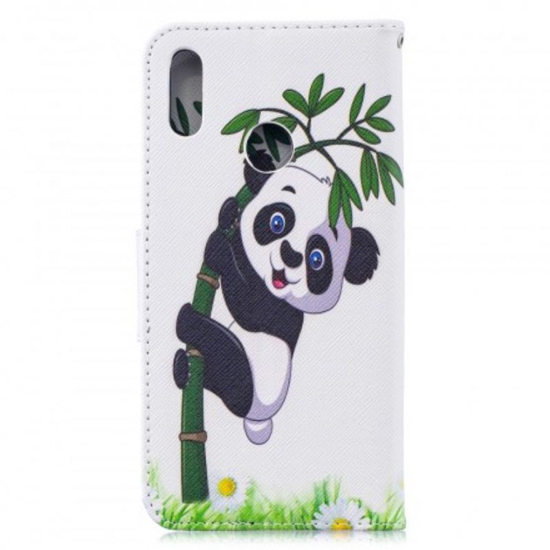 δερματινη θηκη Huawei Y7 2019 Panda On Bamboo