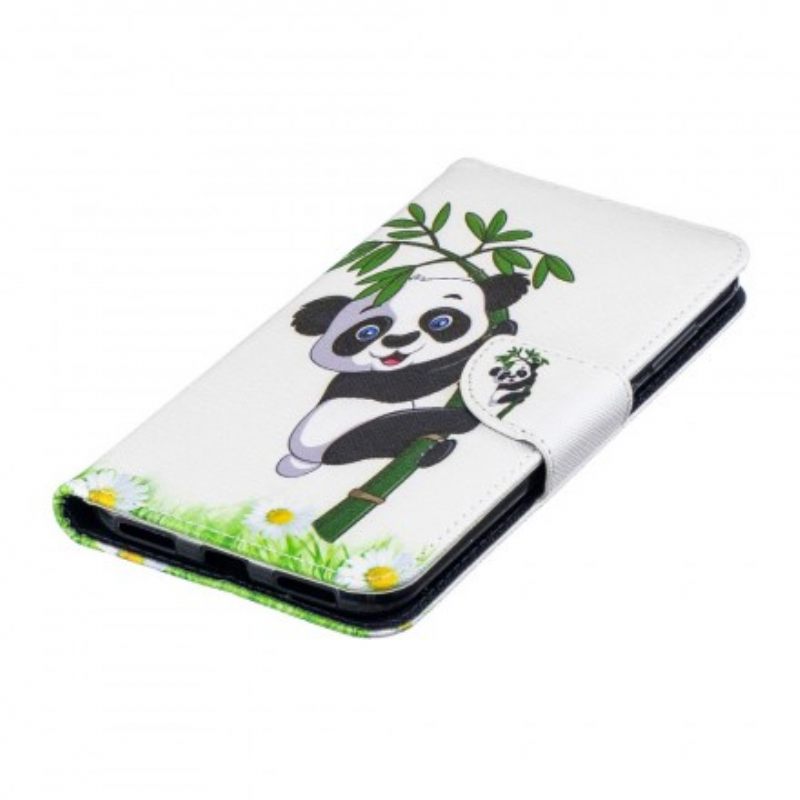 δερματινη θηκη Huawei Y7 2019 Panda On Bamboo