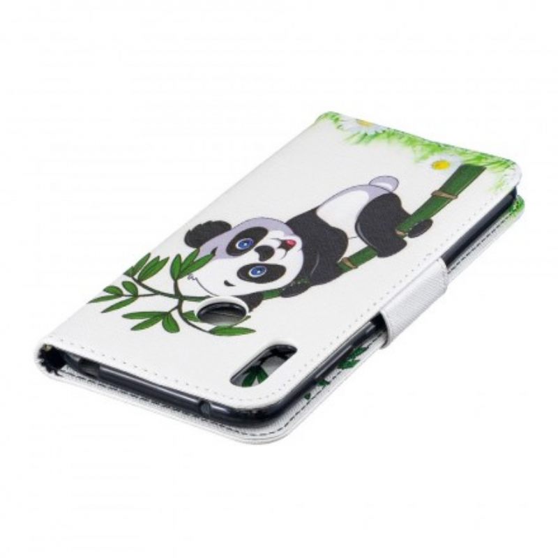 δερματινη θηκη Huawei Y7 2019 Panda On Bamboo