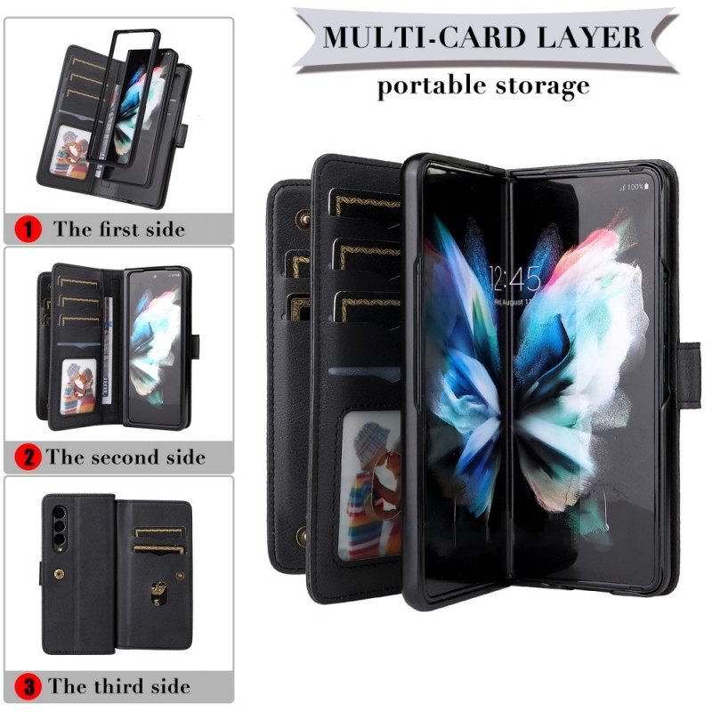 Κάλυμμα Samsung Galaxy Z Fold 3 5G Επιχειρηματικό Πορτοφόλι Πολλαπλών Λειτουργιών