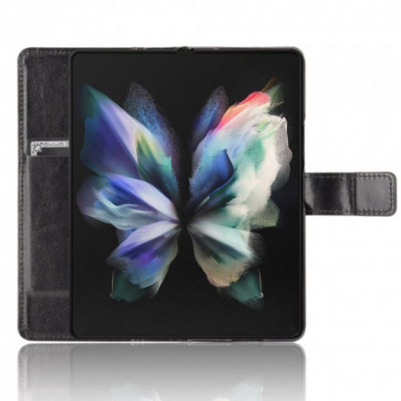 Θήκη Flip Samsung Galaxy Z Fold 3 5G Λαμπερό Ψεύτικο Δέρμα