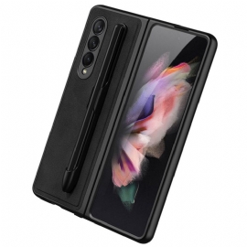 θηκη κινητου Samsung Galaxy Z Fold 3 5G Δερμάτινη Βάση Γραφίδας Gkk