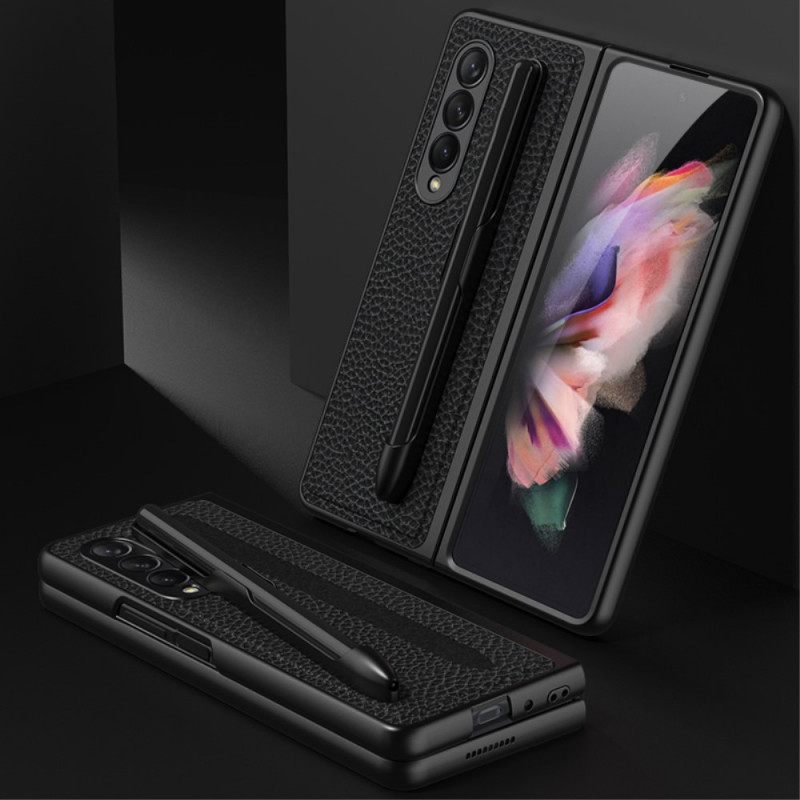 θηκη κινητου Samsung Galaxy Z Fold 3 5G Δερμάτινη Θήκη Γραφίδας Litchi Gkk