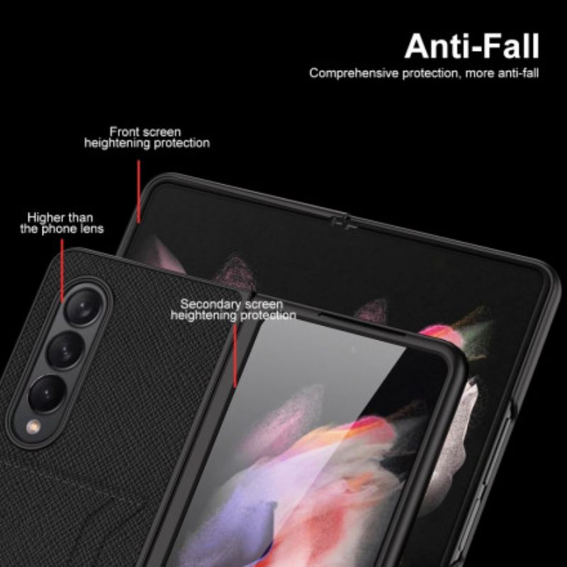 θηκη κινητου Samsung Galaxy Z Fold 3 5G Δερμάτινη Θήκη Κάρτας Litchi Gkk