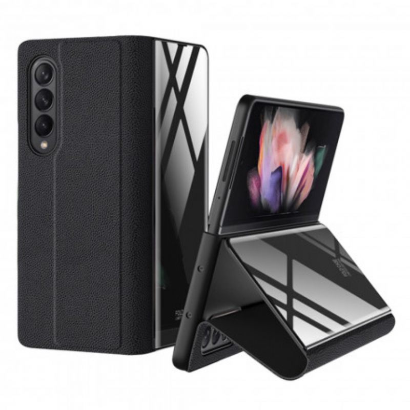 θηκη κινητου Samsung Galaxy Z Fold 3 5G Θήκη Flip Σκληρυμένο Γυαλί Και Συνθετικό Δέρμα