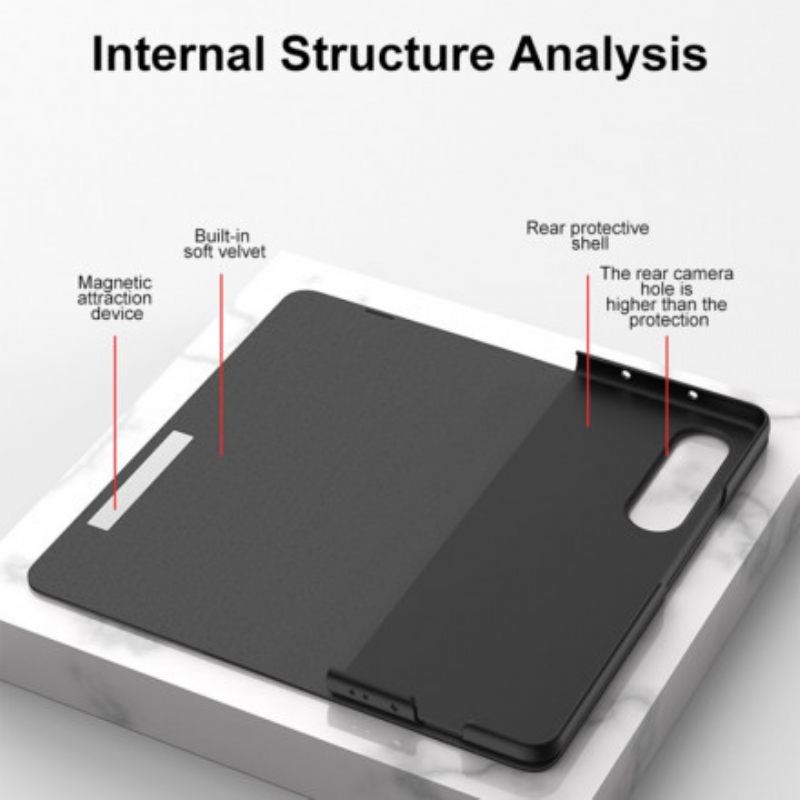 θηκη κινητου Samsung Galaxy Z Fold 3 5G Θήκη Flip Σκληρυμένο Γυαλί Και Συνθετικό Δέρμα