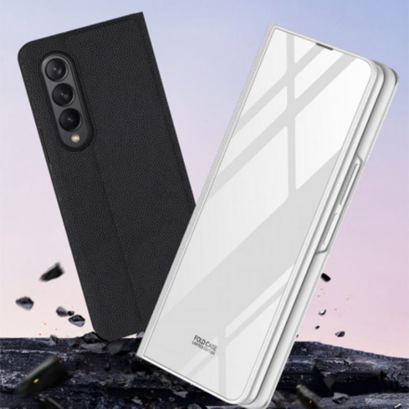 θηκη κινητου Samsung Galaxy Z Fold 3 5G Θήκη Flip Σκληρυμένο Γυαλί Και Συνθετικό Δέρμα