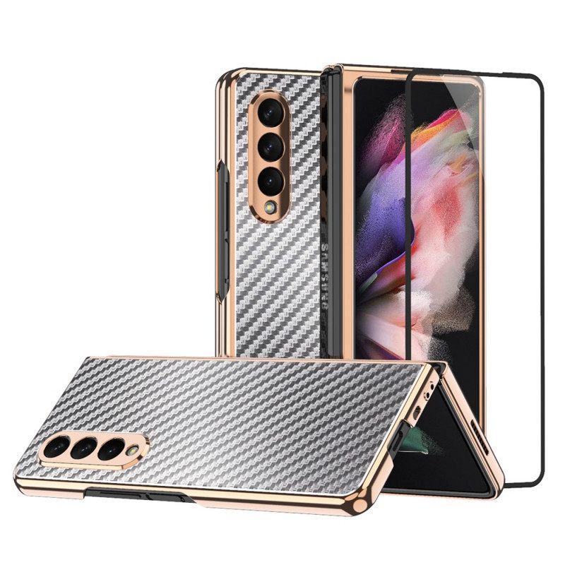 Θήκη Samsung Galaxy Z Fold 3 5G Carbon Fiber Με Προστατευτικό Οθόνης