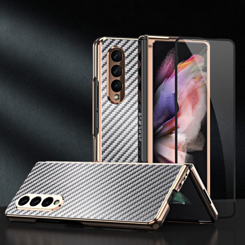 Θήκη Samsung Galaxy Z Fold 3 5G Carbon Fiber Με Προστατευτικό Οθόνης