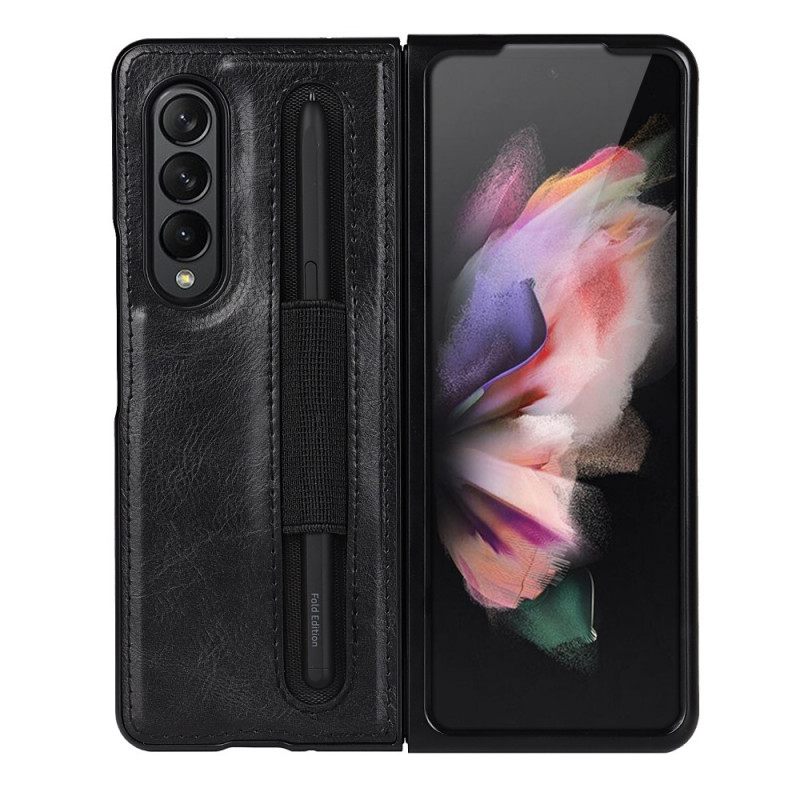 Θήκη Samsung Galaxy Z Fold 3 5G Γνήσια Δερμάτινη Θήκη Γραφίδας Litchi