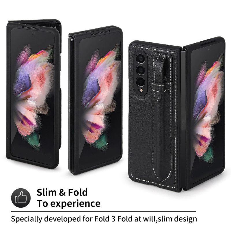 Θήκη Samsung Galaxy Z Fold 3 5G Στήριγμα Γραφίδας Από Γνήσιο Δέρμα