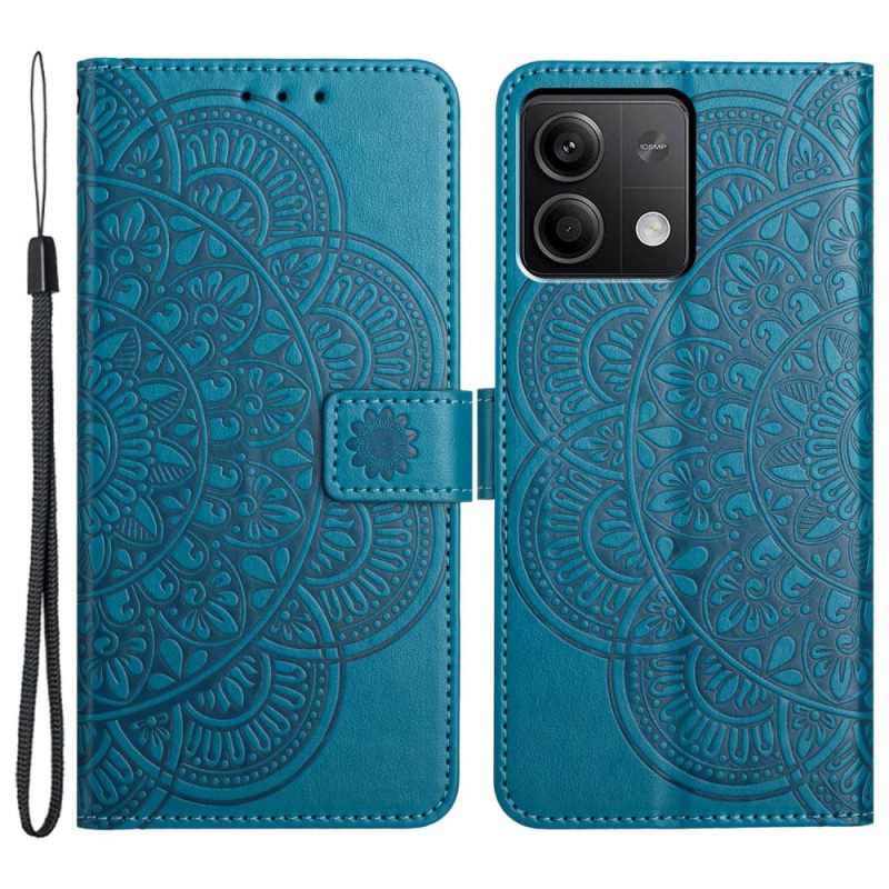 Δερματινη Θηκη Xiaomi Redmi Note 13 4g Εκτύπωση Mandala Με Λουράκι