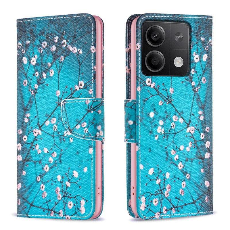 Δερματινη Θηκη Xiaomi Redmi Note 13 4g Plum Blossoms Σιλικόνης