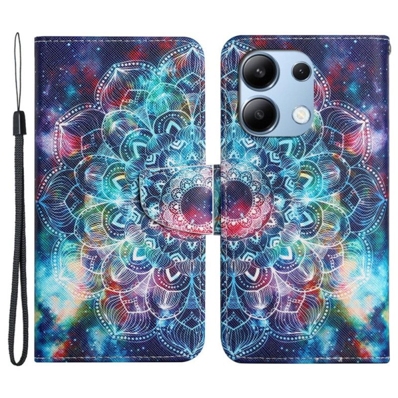 Δερματινη Θηκη Xiaomi Redmi Note 13 4g Starry Sky Και Lanyard Mandala Σιλικόνης