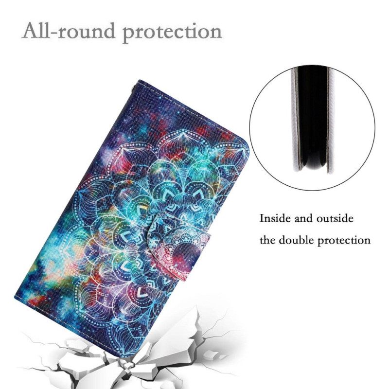 Δερματινη Θηκη Xiaomi Redmi Note 13 4g Starry Sky Και Lanyard Mandala Σιλικόνης