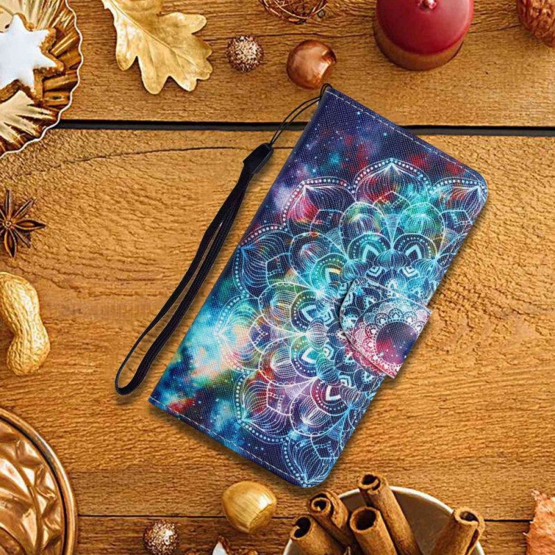 Δερματινη Θηκη Xiaomi Redmi Note 13 4g Starry Sky Και Lanyard Mandala Σιλικόνης