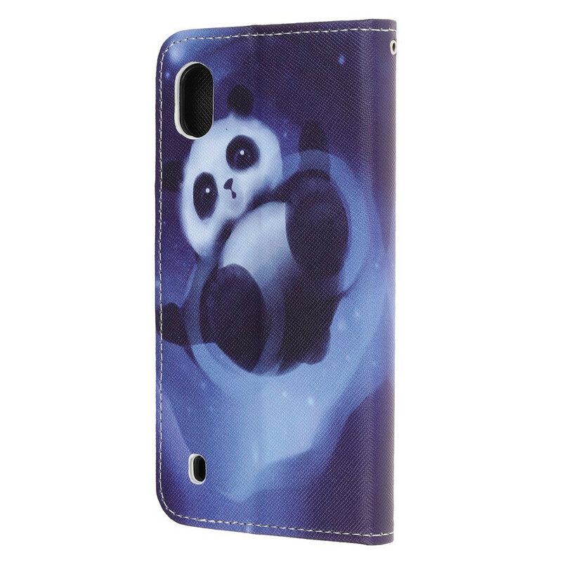 δερματινη θηκη Samsung Galaxy A10 με κορδονι Διαστημικό Panda Με Κορδόνι